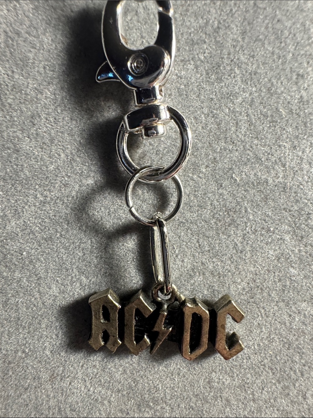 AC/DC Silver Logo Keychain Clip with Lobster Clasp